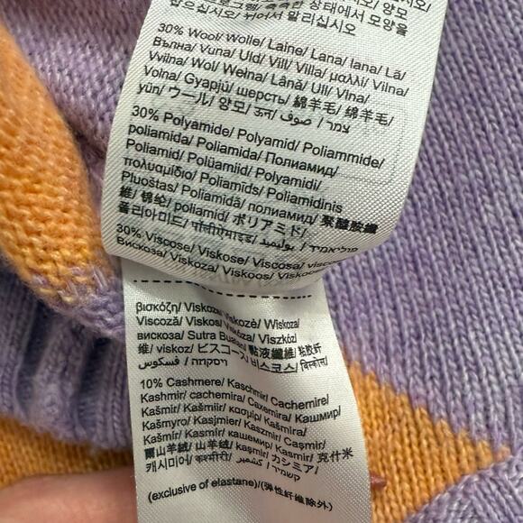 Esprit Purple Orange Diagonal Stripe Cashmere Blend Crew Neck Sweater size XXS - Picture 5 of 9